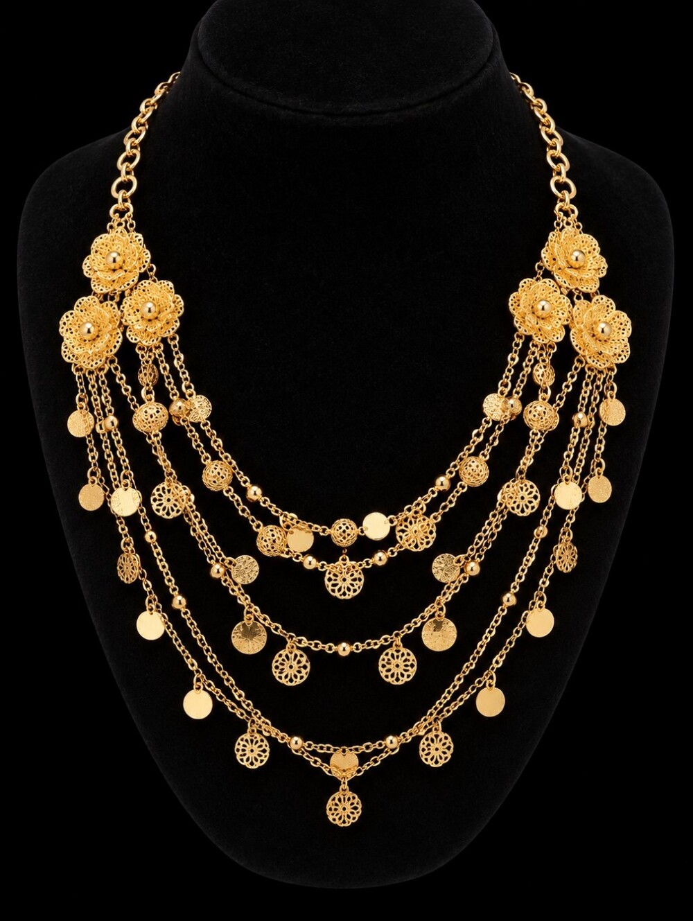 21kgp Dubai Jewelery Elegant Gold Layered Necklace